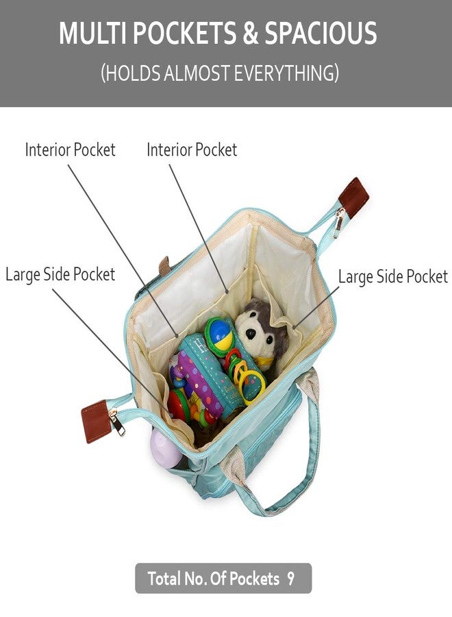 PACKNBUY Stylish Diaper Bag for Mothers for Travel with Changing Mat, Maternity Bag with Insulated Bottle Pockets and Multiple Pockets Baby Diaper Bag to Store Newborn Baby Products (Green) - Image 4