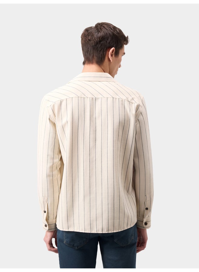 DeFacto DeFacto Mens Beige Checked Button-Down Collar Long Sleeve Shirt  - Image 3