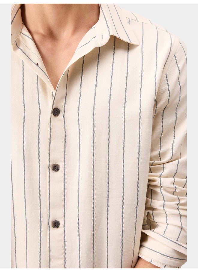 DeFacto DeFacto Mens Beige Checked Button-Down Collar Long Sleeve Shirt  - Image 4