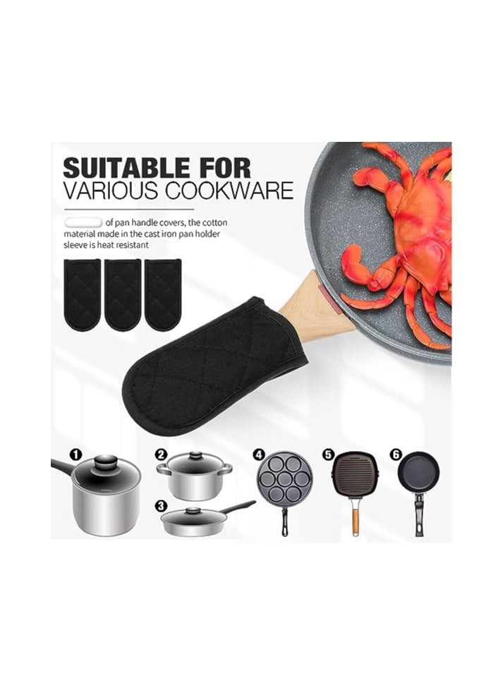 SOLARAE Black Heat Resistant Handle Covers - 5 Pack of Machine Washable Cast Iron Handle Sleeves for Kitchen Baking and Cooking Projects, Compatible with All Cookware Types. - Image 4