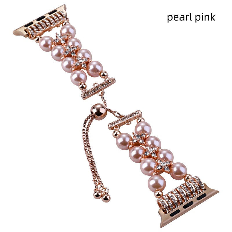 Bluejw Stretchy Beaded Strap with Pearl Charms – Replaceable Watch Band for Apple Watch Series 8, 9, Ultra (49mm, 45mm, 41mm) - Image 1
