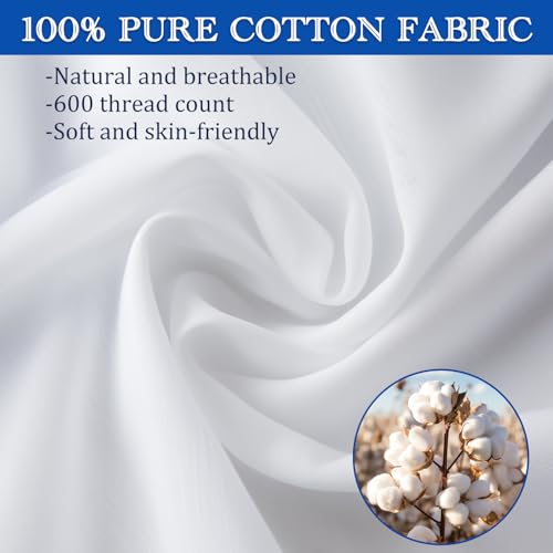 Precoco White Pillow Cases Standard Size-100% Cotton Pillowcase Covers with Zipper Hidden, Breathable & Ultra Soft/Pillow Covers for Easy Care, Set of 2 - Image 4