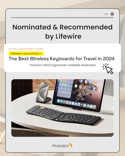ProtoArc Ergonomic Foldable Keyboard, XK03 Split Folding Travel Bluetooth Keyboard, Ultra Slim, Portable for iPad, iPhone, Tablet, Laptop, PC - Image 2