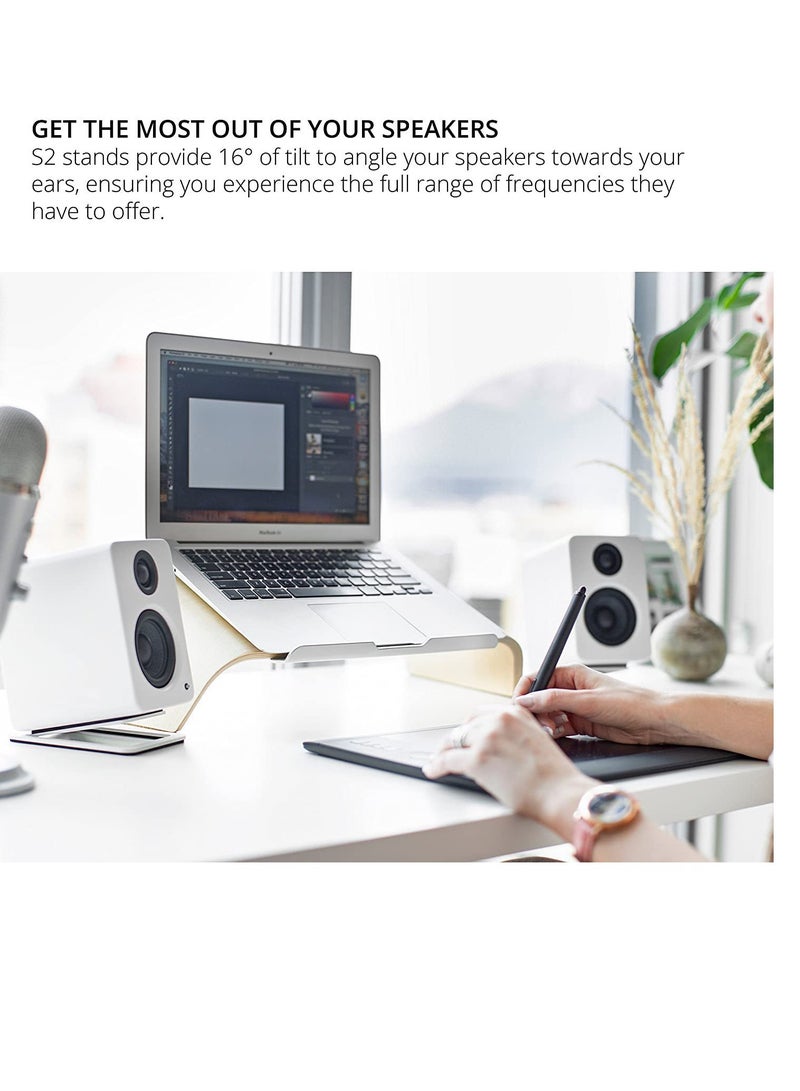 Desktop speaker stand for small speakers and compact studio monitors | Supports 6 lbs (2.7 kg) | Buffer foam filler - Image 4