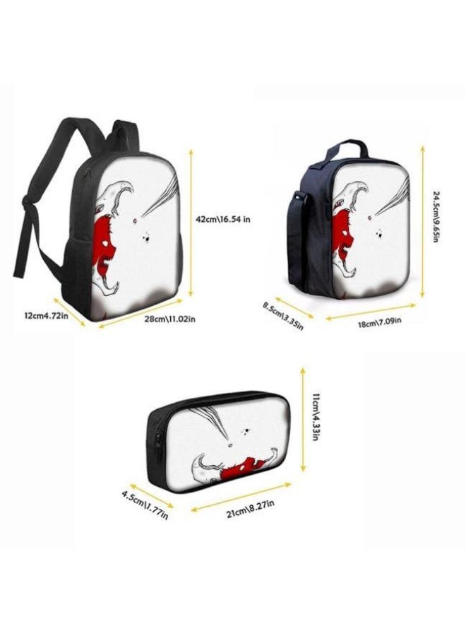 general Cartoon print backpack + handbag + pencil bag set, three-piece practical bag combination (available for students, children, friends outings, mountain climbing, etc.) - 60 - Image 3