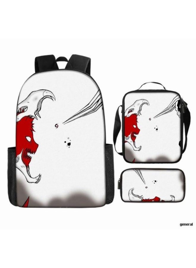 general Cartoon print backpack + handbag + pencil bag set, three-piece practical bag combination (available for students, children, friends outings, mountain climbing, etc.) - 60 - Image 1