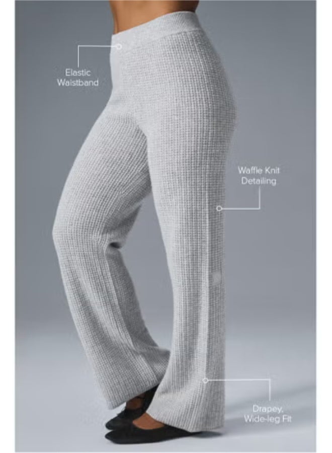 Alo Yoga Waffger Knitted Cashmere Wide-Leg Straight Floor-Length Sports Trousers - Image 2