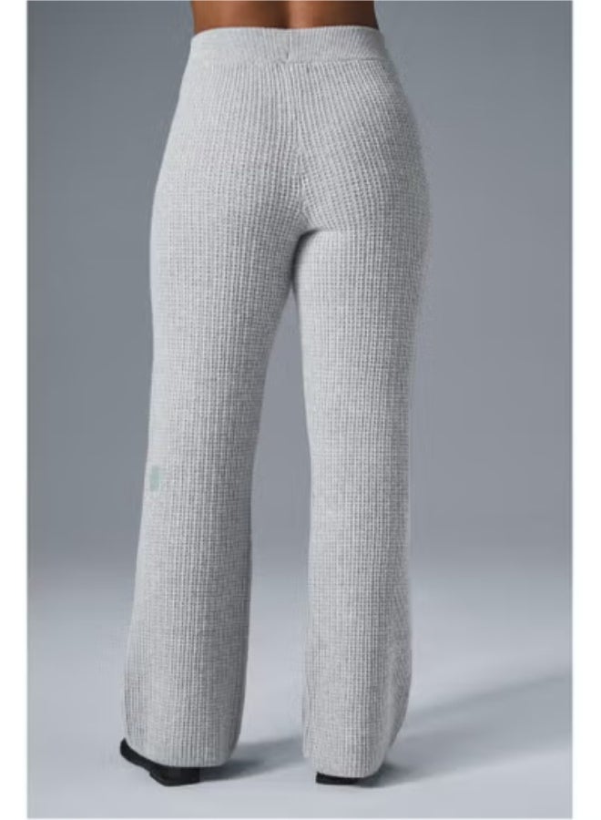 Alo Yoga Waffger Knitted Cashmere Wide-Leg Straight Floor-Length Sports Trousers - Image 3