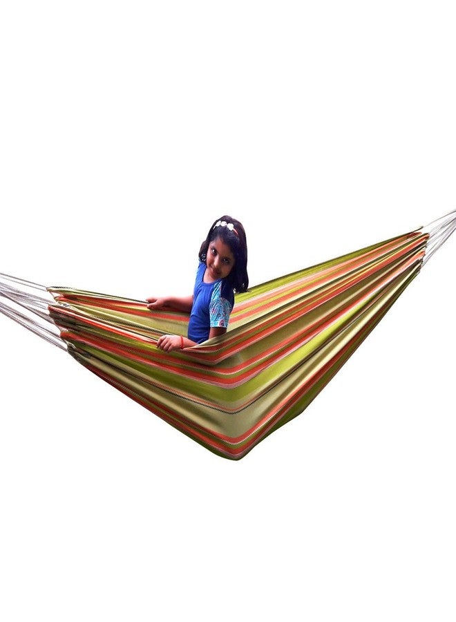 Hangit Fabric Cotton Hammock (Green Stripes, 396 Centimeters) - Image 1
