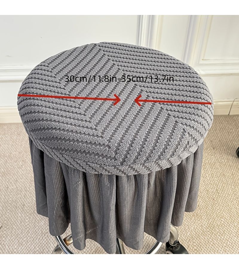 Water Blue Round Office Chair Stool Cover with Snug Fit Soft Flannel Machine Washable - Image 3