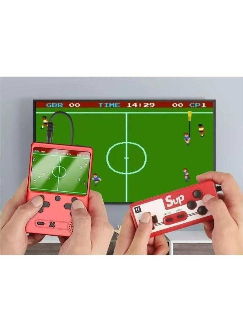 SYOSI - SYOSI Retro Handheld Game Console for Kids Portable Video Game Console with Gamepad and 3 In Screen Built-in 500 Classic FC Games Rechargeable Battery Support for Connecting TV and 2 Players Red - Image 1