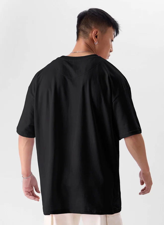 The Souled Store  The Souled Store Men Oversized Fit Solid Black T-Shirt  | Best Price UAE