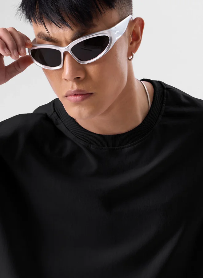 The Souled Store  The Souled Store Men Oversized Fit Solid Black T-Shirt  | Best Price UAE