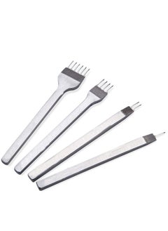KASTWAVE 4 Pcs Leather Prong Punch Tool Set, Leather Craft Tool Hole Punches, 1/2/4/6 Leather Prong Punch Leather Lacing Stitching Punch Tool for Leather Craft, Prong Lacing Stitching Punch  - Image 1