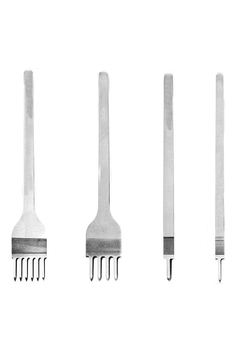 KASTWAVE 4 Pcs Leather Prong Punch Tool Set, Leather Craft Tool Hole Punches, 1/2/4/6 Leather Prong Punch Leather Lacing Stitching Punch Tool for Leather Craft, Prong Lacing Stitching Punch - Image 2