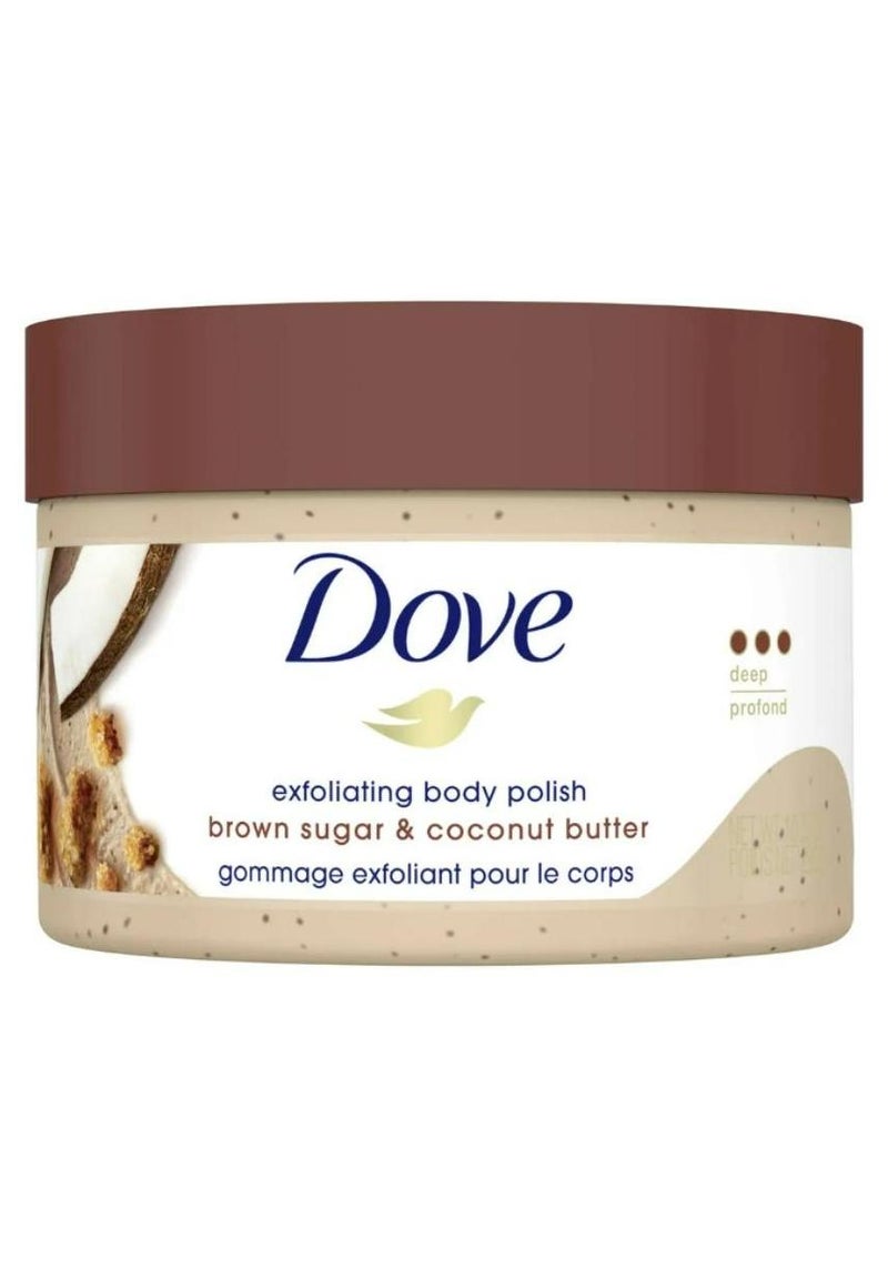 Dove Scrub Brown Sugar Coconut Butter For Silky Smooth Skin Body Scrub Exfoliates Restores Skin's Natural Nutrients 298G - Image 1