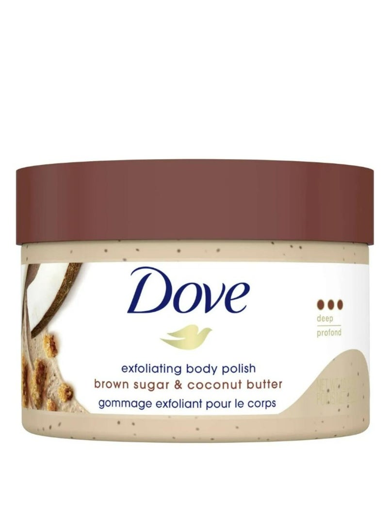 Dove Scrub Brown Sugar Coconut Butter For Silky Smooth Skin Body Scrub Exfoliates Restores Skin's Natural Nutrients 298G - Image 1