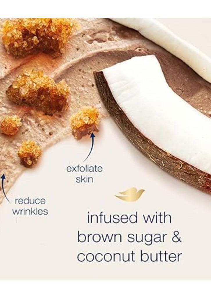 Dove Scrub Brown Sugar Coconut Butter For Silky Smooth Skin Body Scrub Exfoliates Restores Skin's Natural Nutrients 298G - Image 3