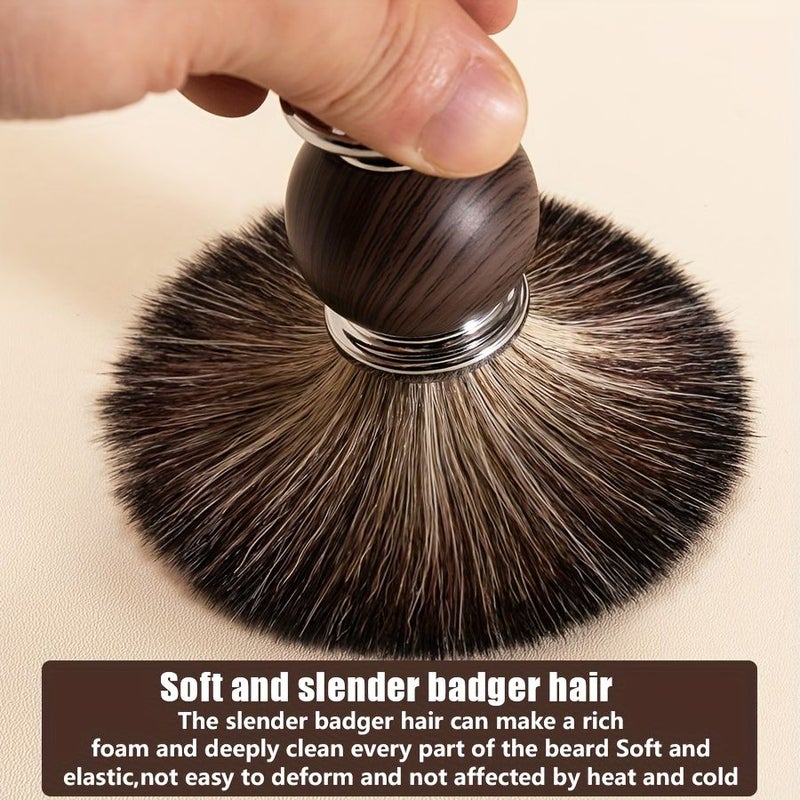 Luxurious Beard Brush Premium Natural Badger Hair Men Grooming Comb Hand Polished Coffee Color Wooden Handle Beard Care For Manual Wet Shaving Safe Razor Facial Hair - Image 3