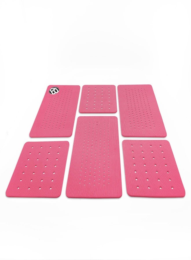 Lonnngg 6-Piece Traction Pad Super Strong Adhesive Maximum Grip Fits All Surfboards: Shortboard, Fish, Longboard, SUP, Skimboard - Stomp or Deck Pad (Pink) - Image 3