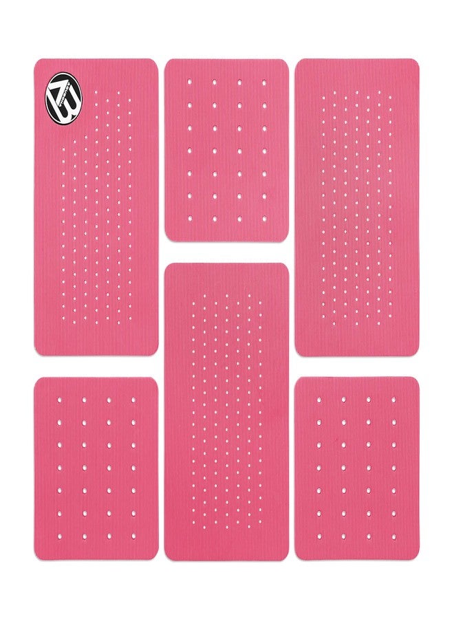 Lonnngg 6-Piece Traction Pad Super Strong Adhesive Maximum Grip Fits All Surfboards: Shortboard, Fish, Longboard, SUP, Skimboard - Stomp or Deck Pad (Pink) - Image 2