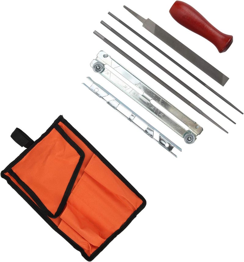 VINGVO Chainsaw Sharpening Kit, Chainsaw Sharpener Kit 8pcs Chainsaw Sharpening Kit Chainsaw Accessories File Sharpener Tools Grinding Files Set with Storage Bag - Image 3