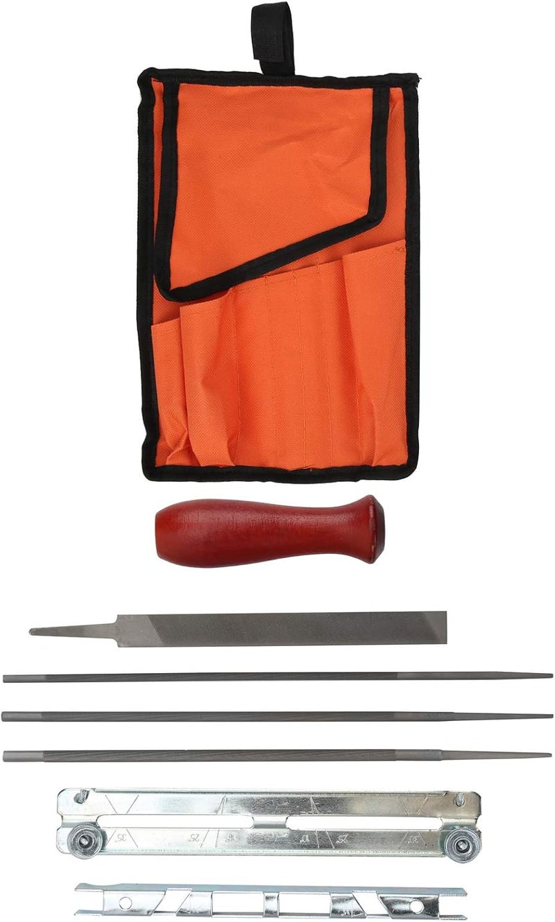 VINGVO Chainsaw Sharpening Kit, Chainsaw Sharpener Kit 8pcs Chainsaw Sharpening Kit Chainsaw Accessories File Sharpener Tools Grinding Files Set with Storage Bag - Image 4