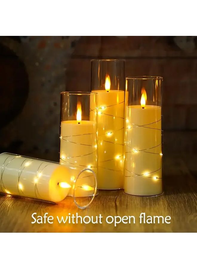 5pcs Red Lampshade Without Remote Flickering Flameless LED Pillar Candles Warm White Cascading Effect Battery Operated Tabletop Decor For Parties Weddings Home Glow - Image 2