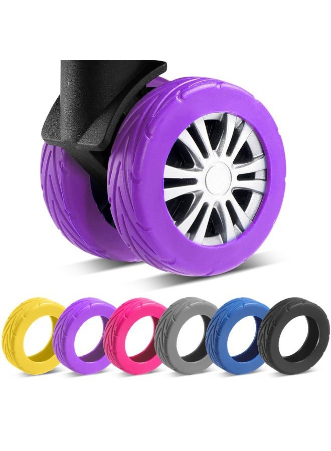 Wanzhuango Luggage Wheel Protector Covers, Purple, Soft, Silent. Protect Luggage Wheels - Image 1