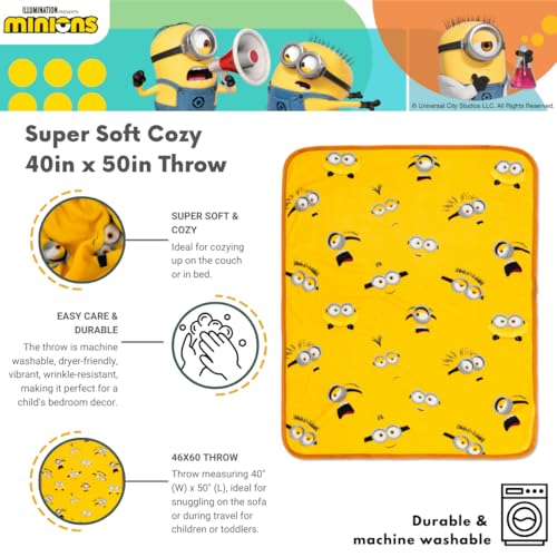 Franco Despicable Me 4 Minions Kids Bedding Super Soft Silk Touch Throw, 40 in x 50 in, (Officially Licensed Product) - Image 2