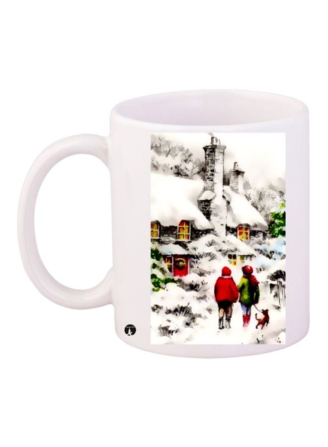House Printed Coffee Mug White/Green/Black 11ounce