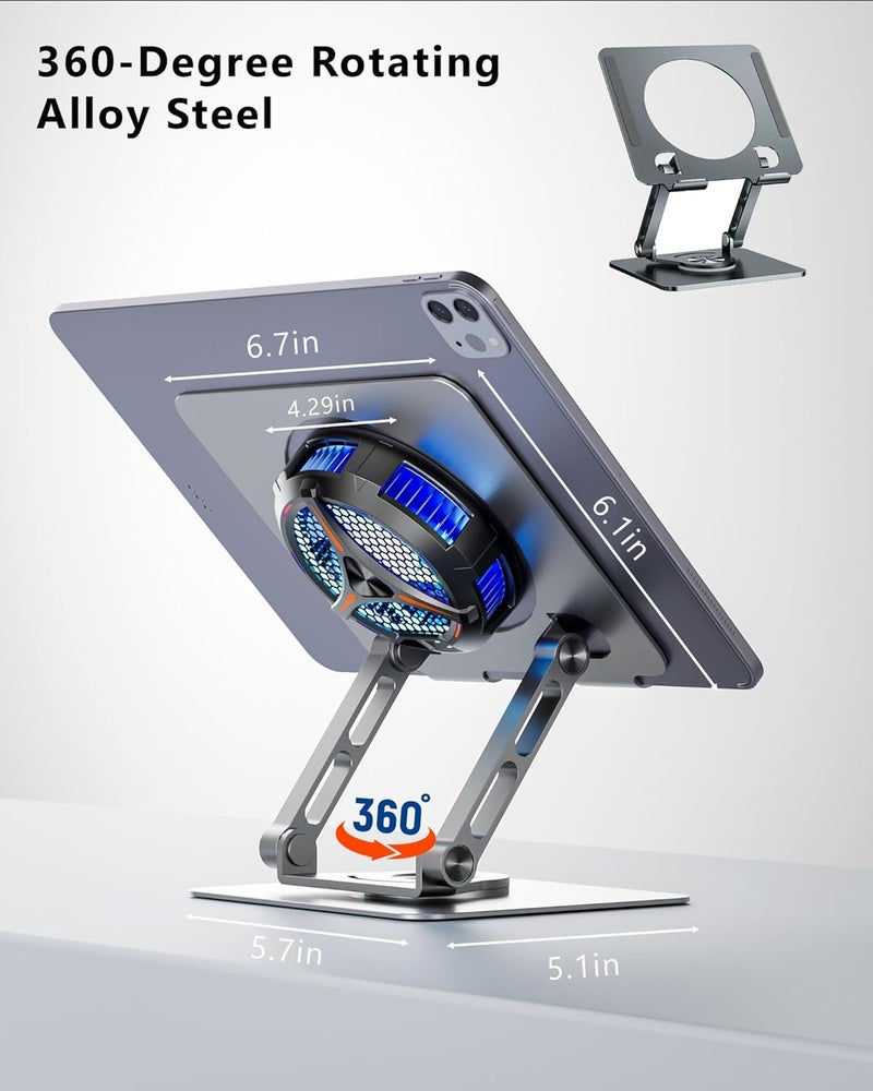 ACEDAYS iPad Cooler,Magnetic Tablet Cooler for ipad/Surface pro/Samsung Tab,Universal Radiator with Temperature Display for Mobile Gaming,Tiktok Live Streaming(Including Tablet Stand Holder) - Image 3