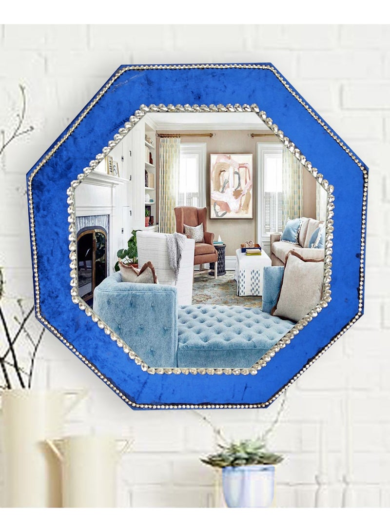 TriBro Octagon COOL LOOK Handmade Decorative Wall Mirror with Blue and Silver colour Decorative Mirror for Bedroom Livingroom and Hallway Measuring 50.8 x 50.8cm x 10mm - Image 2