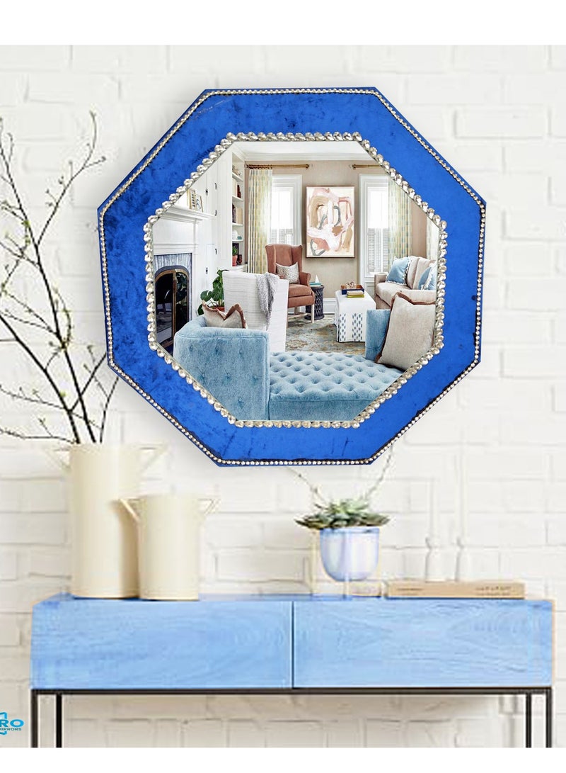 TriBro Octagon COOL LOOK Handmade Decorative Wall Mirror with Blue and Silver colour Decorative Mirror for Bedroom Livingroom and Hallway Measuring 50.8 x 50.8cm x 10mm - Image 3