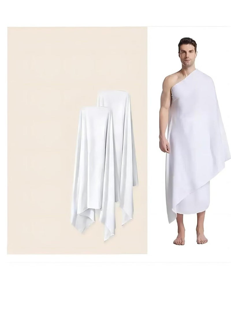 Generic (Unbranded) Ihram Towel Set – 2-Piece Soft Microfiber Ahram/Ehram for Men – Absorbent, Hygienic, and Lightweight Pilgrimage Towels – Comfortable Hajj & Umrah Essentials – White - Image 3