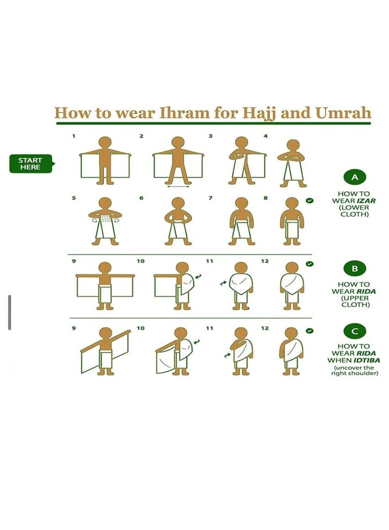 Generic (Unbranded) Ihram Towel Set – 2-Piece Soft Microfiber Ahram/Ehram for Men – Absorbent, Hygienic, and Lightweight Pilgrimage Towels – Comfortable Hajj & Umrah Essentials – White - Image 1