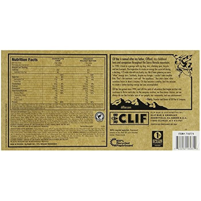 Clif Bar Variety Pack, Chocolate Chip, Crunchy Peanut Butter, 2.4 oz. Nutrition Bars, 24 Count - Image 2
