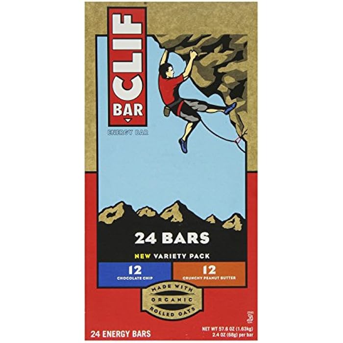 Clif Bar Variety Pack, Chocolate Chip, Crunchy Peanut Butter, 2.4 oz. Nutrition Bars, 24 Count - Image 1