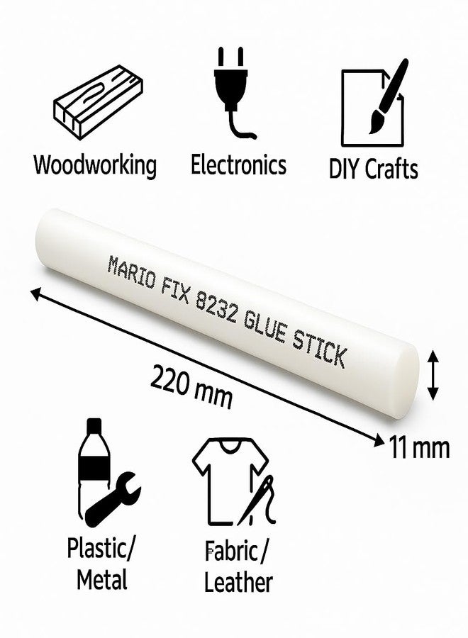ماريو عصا غراء ماريو فيكس 8232 بيضاء ساخنة | لصق قوي ومتانة عالية | للاستخدام المنزلي والمهني | لون أبيض | 220 مم × 11 مم | عبوة من 20 عصا - Image 2