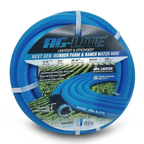 BluBird AG-LITE BSAL5825 5/8" x 25' Hot/Cold Water Rubber Garden Hose, 100% Rubber, Ultra-Light, Super Strong, 500 PSI, 50F to 190F Degrees, High Strength Polyester Braided - Image 1