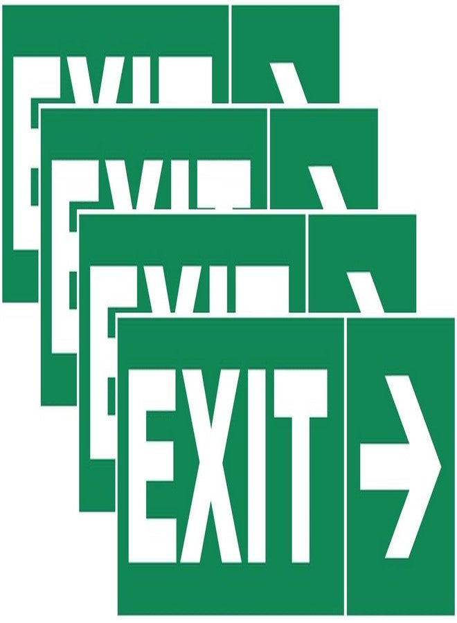 VAAIMAI Exit Right Sign Board 3mm Foam Board Rust Resistant Safety Sign Board Double Side Tape 12X4 Inch Green, Pack of 4 - Image 1