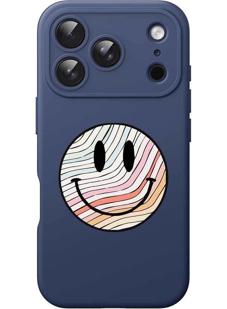 Theodor Protective Slim Fit Case Liquid Silicone Cover with Full Body Protection Anti-Scratch Shockproof Case For Apple iPhone 17 Pro Max (Blue) Smiley - Image 1