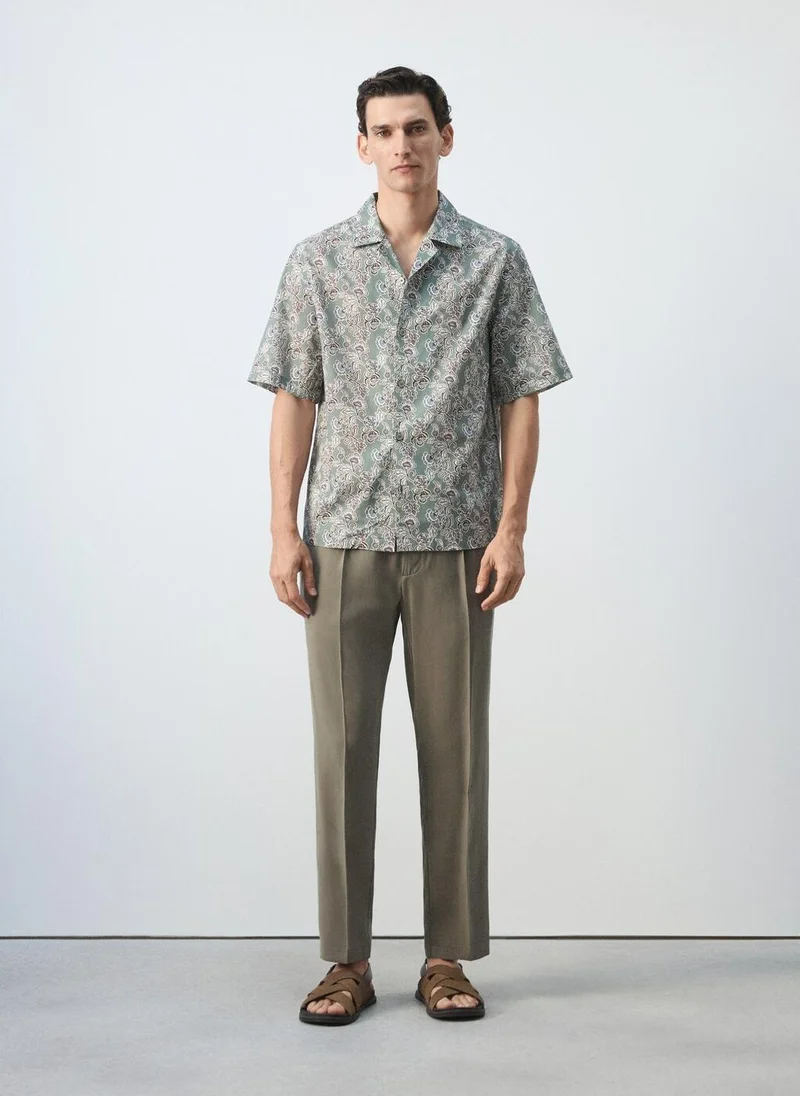 Mango Man 48-MUSGO 100% Cotton Bowling-Collar Shirt for Men | Best Price UAE