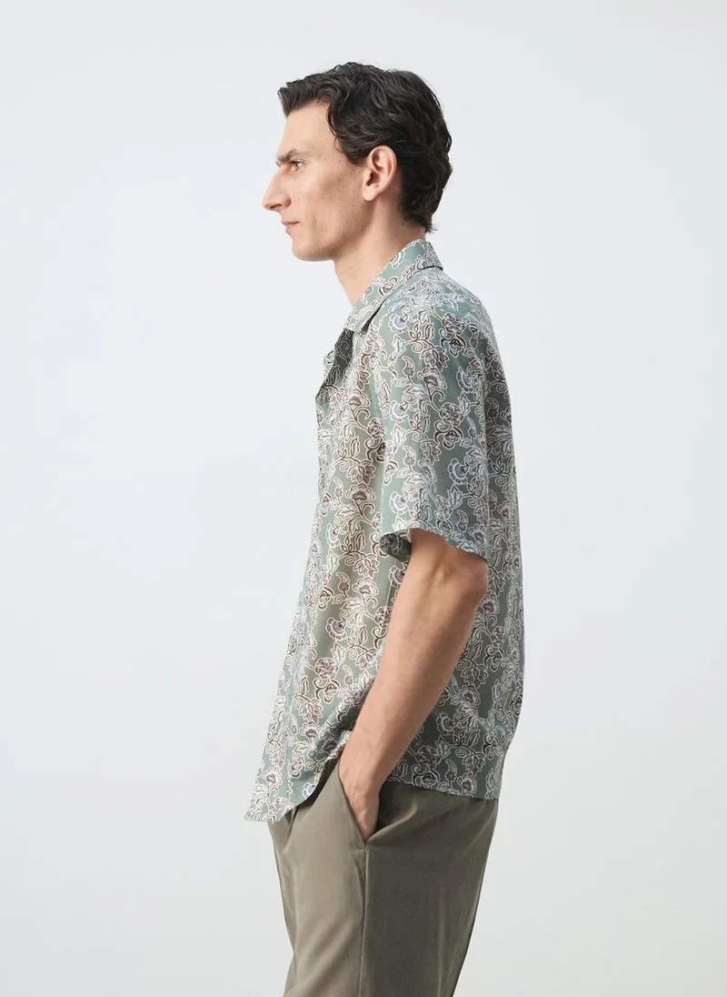 Mango Man 48-MUSGO 100% Cotton Bowling-Collar Shirt for Men | Best Price UAE