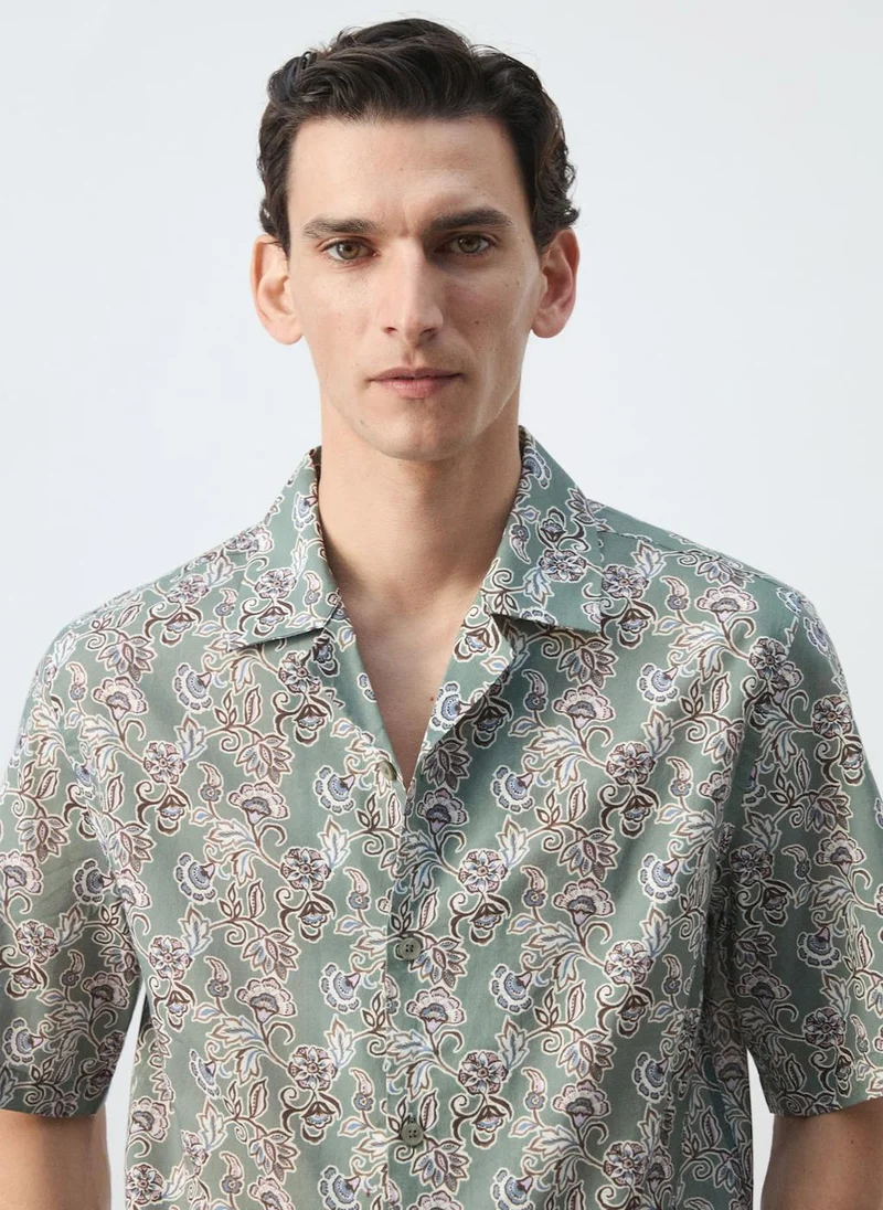 Mango Man 48-MUSGO 100% Cotton Bowling-Collar Shirt for Men | Best Price UAE