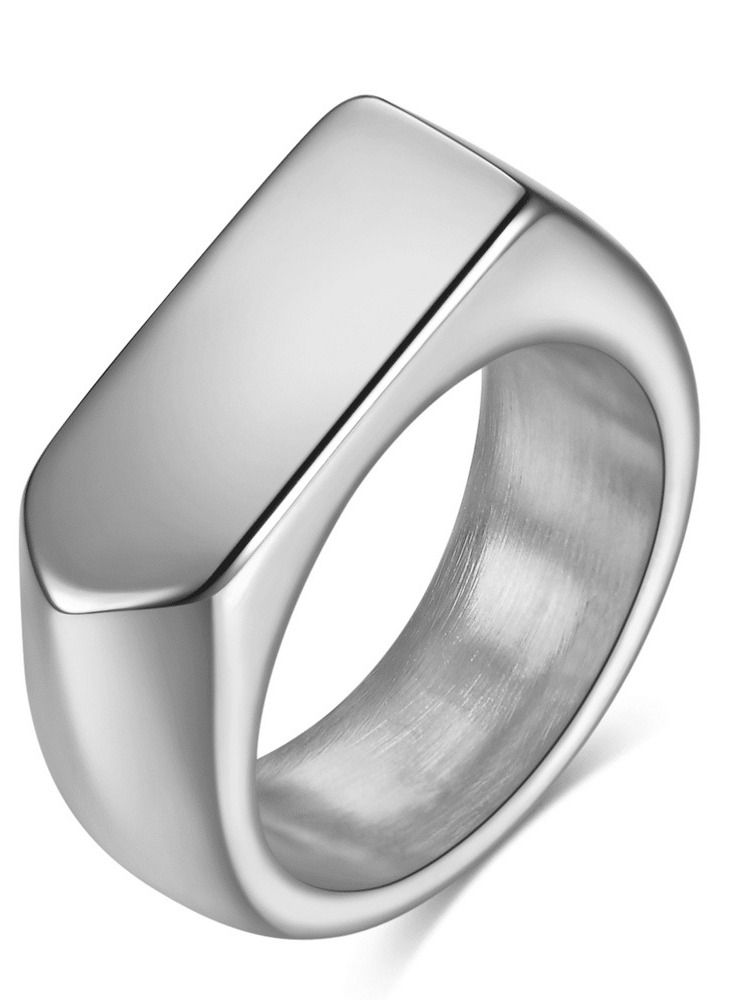 Loquat Stainless Steel Solid Polished Signet Ring