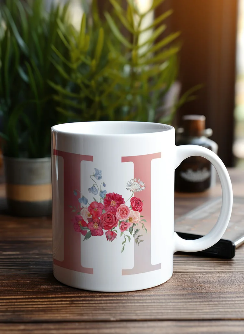 LOWHA 11 oz Ceramic Mug with Letter H Design on Both Sides