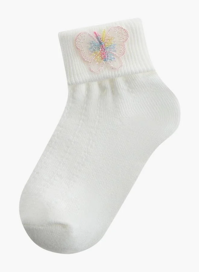 Flora Bella By Shoexpress Pack of 2 Flora Bella Girls Socks with Butterfly Embroidery Ramadan Collection