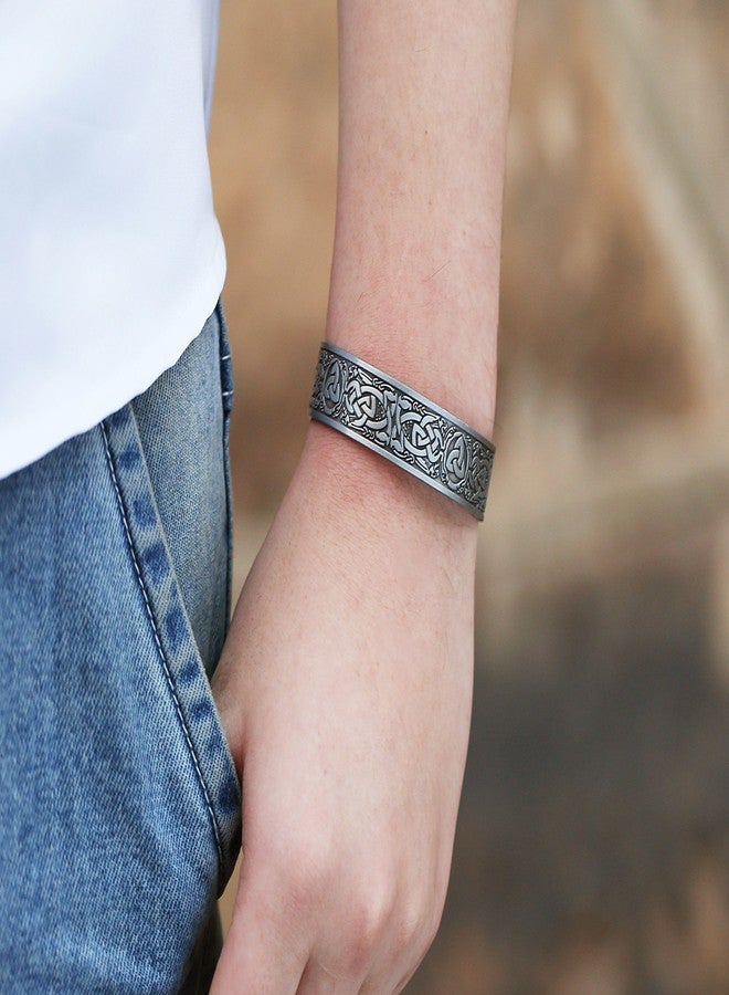 Lemegeton Norse Celtic Knot Bracelet Trinity Knot Bracelet Mens Viking Cuff Bangle for Women - Image 2