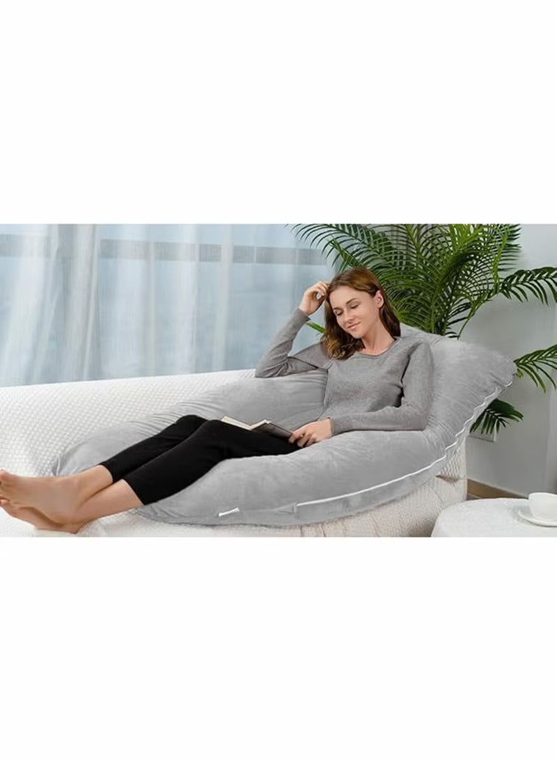 Pregnancy & Nursing U-Shape Pillow - Ultra-Soft Velvet, Full Body Support for Maximum Comfort  - Image 4